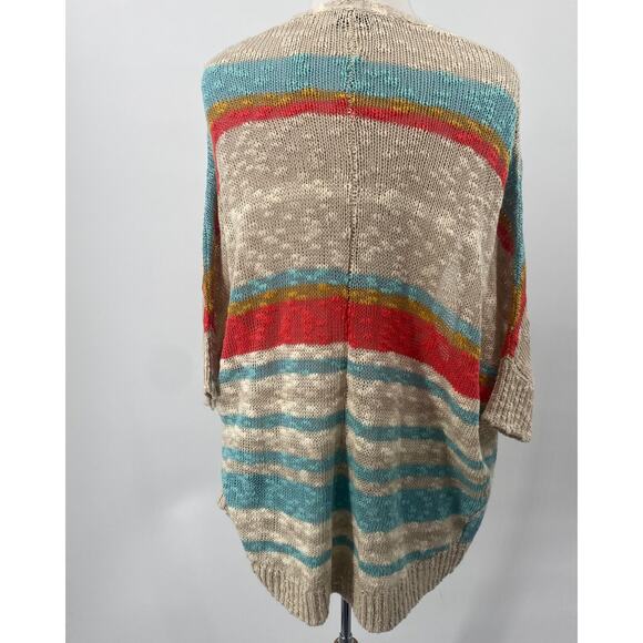 Urban Outfitters BDG Cardigan Striped Dolman Short Sleeves Cotton Beige Womens S - Picture 6 of 8